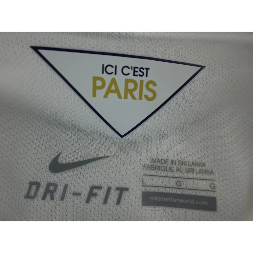 Paris Saint Germain PSG‎ Nike Dri Fit Soccer Jersey White Navy Blue Authentic L